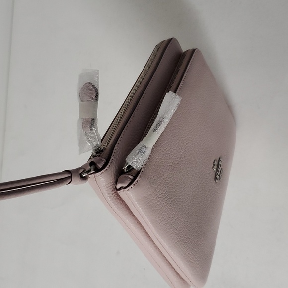 NWT Coach C5610 Double Zip Leather Wallet Silver/Ice Pink(Firm Price - Last One) - Picture 7 of 12